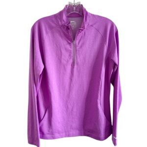 NWT Slazenger Tech 1/4 Zip Shirt Purple Large Golf Tennis L/S Hydro-Dri UPF 30